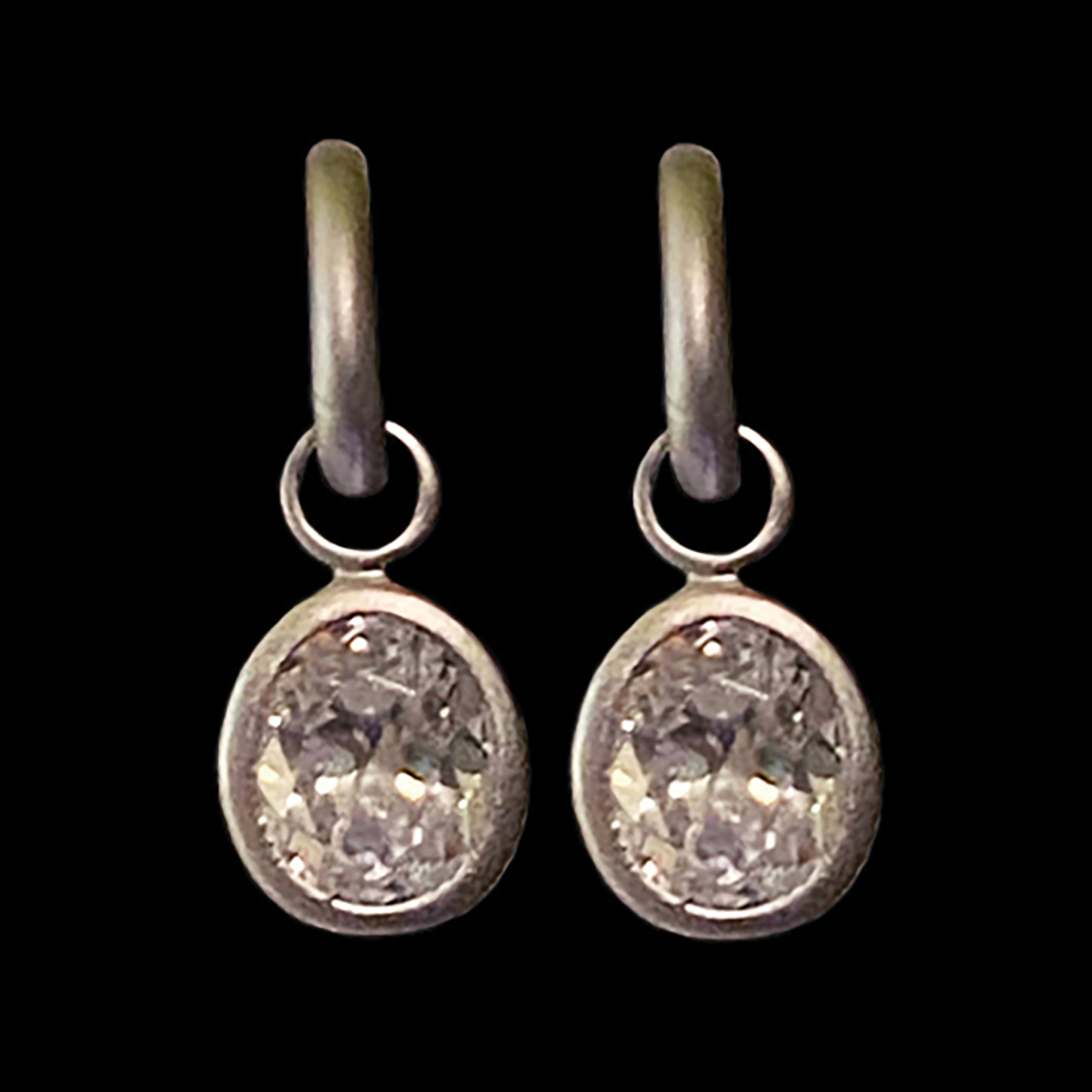 Clear CZ Rhodium Hoops