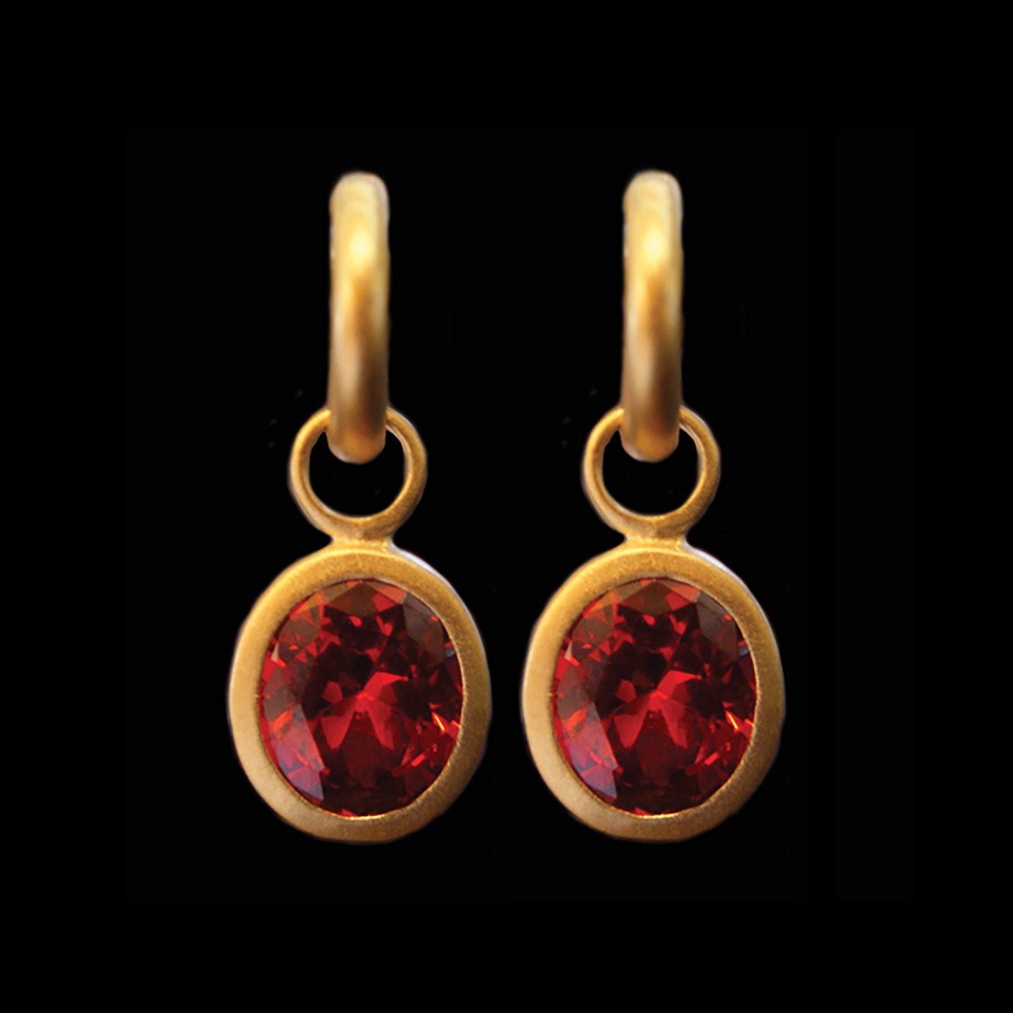 Red CZ 18kt Vermeil Hoops
