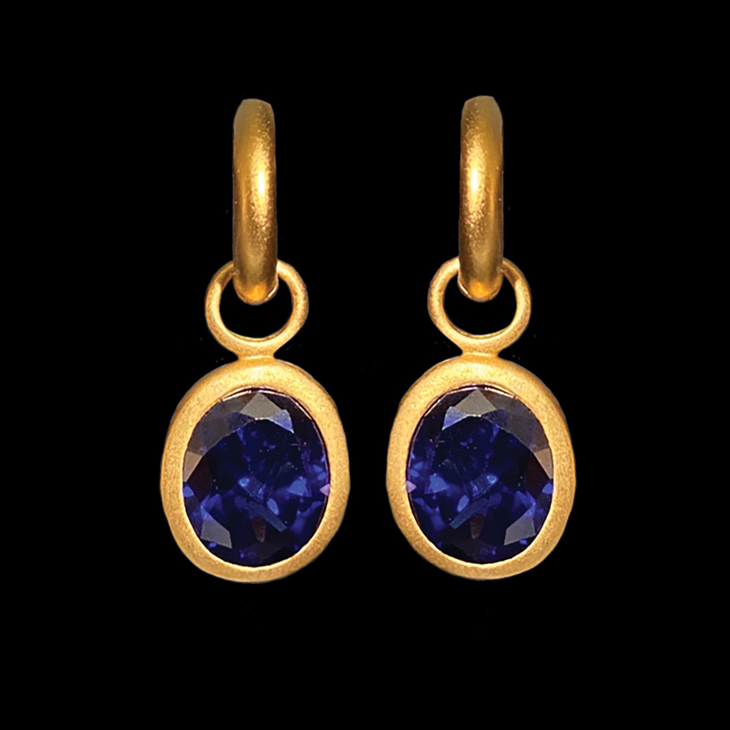 Blue Synthetic Sapphire 18kt Vermeil Hoops