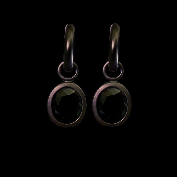 Scattered Black Spinel Rope and Black Onyx Hoops