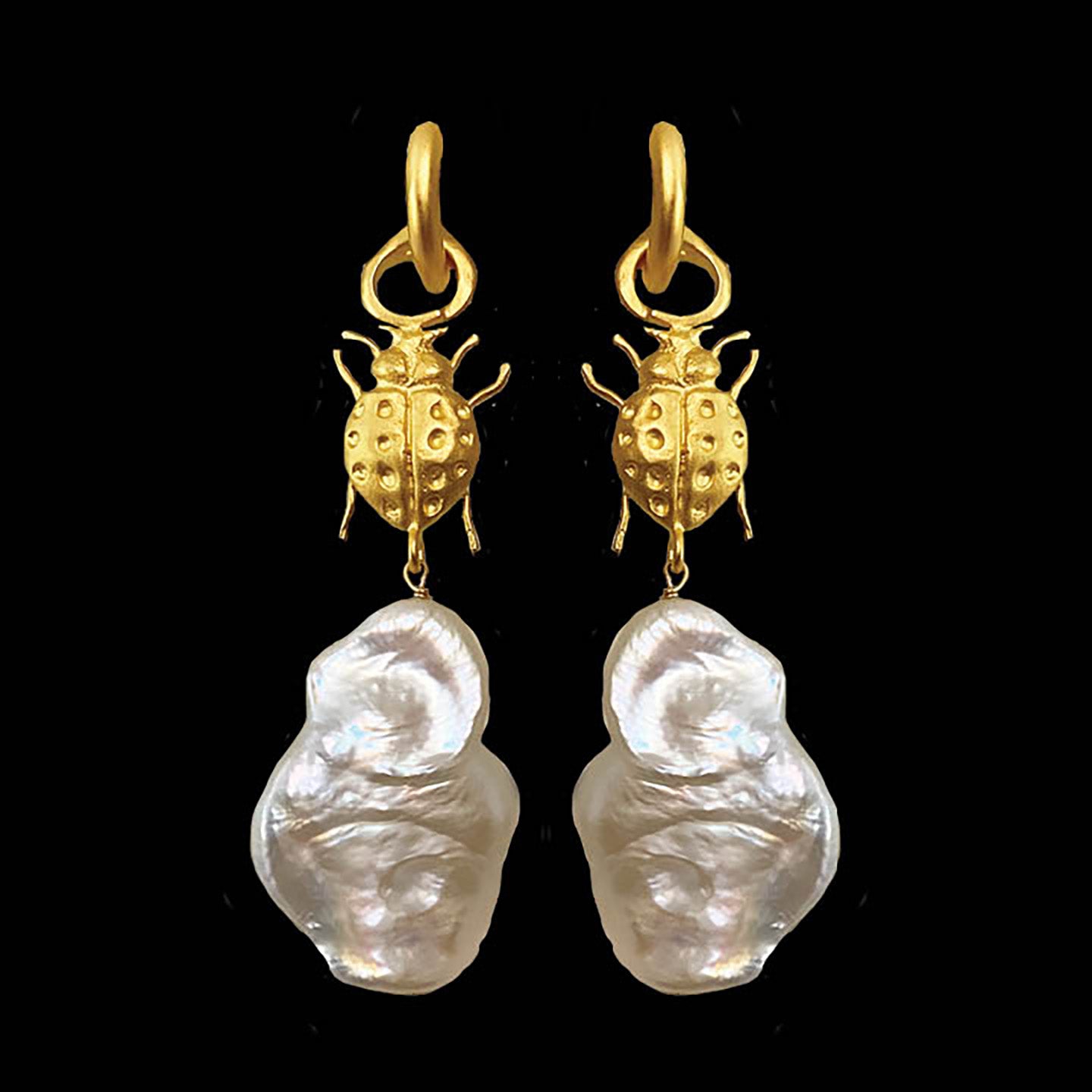 Ladybug Free Form and Pearl Hoops