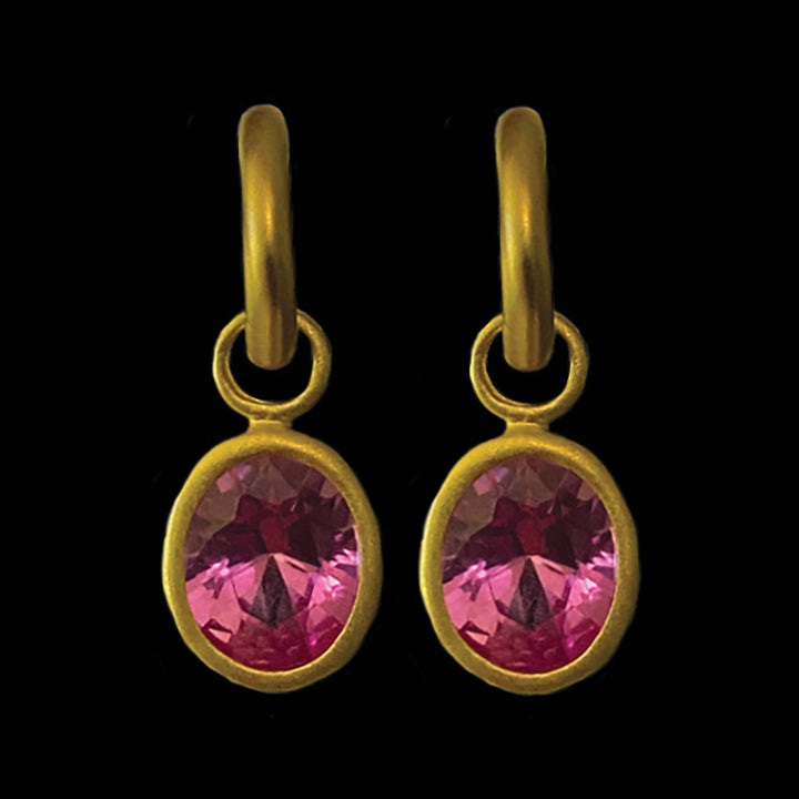 Pink Synthetic Sapphire 18kt Vermeil Hoops