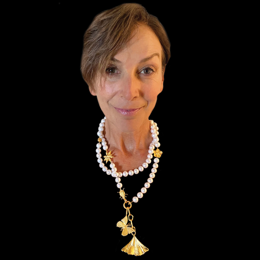 Charmed Ginko and Cephus Satyr Butterfly Opera Necklace