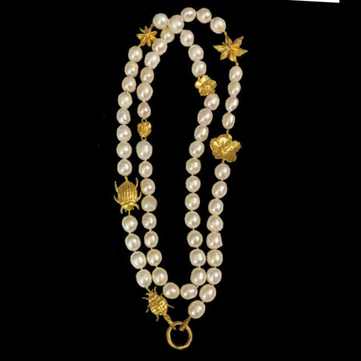 Charmed Ginko and Cephus Satyr Butterfly Opera Necklace