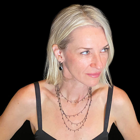Scattered Black Spinel Rope and Black Onyx Hoops
